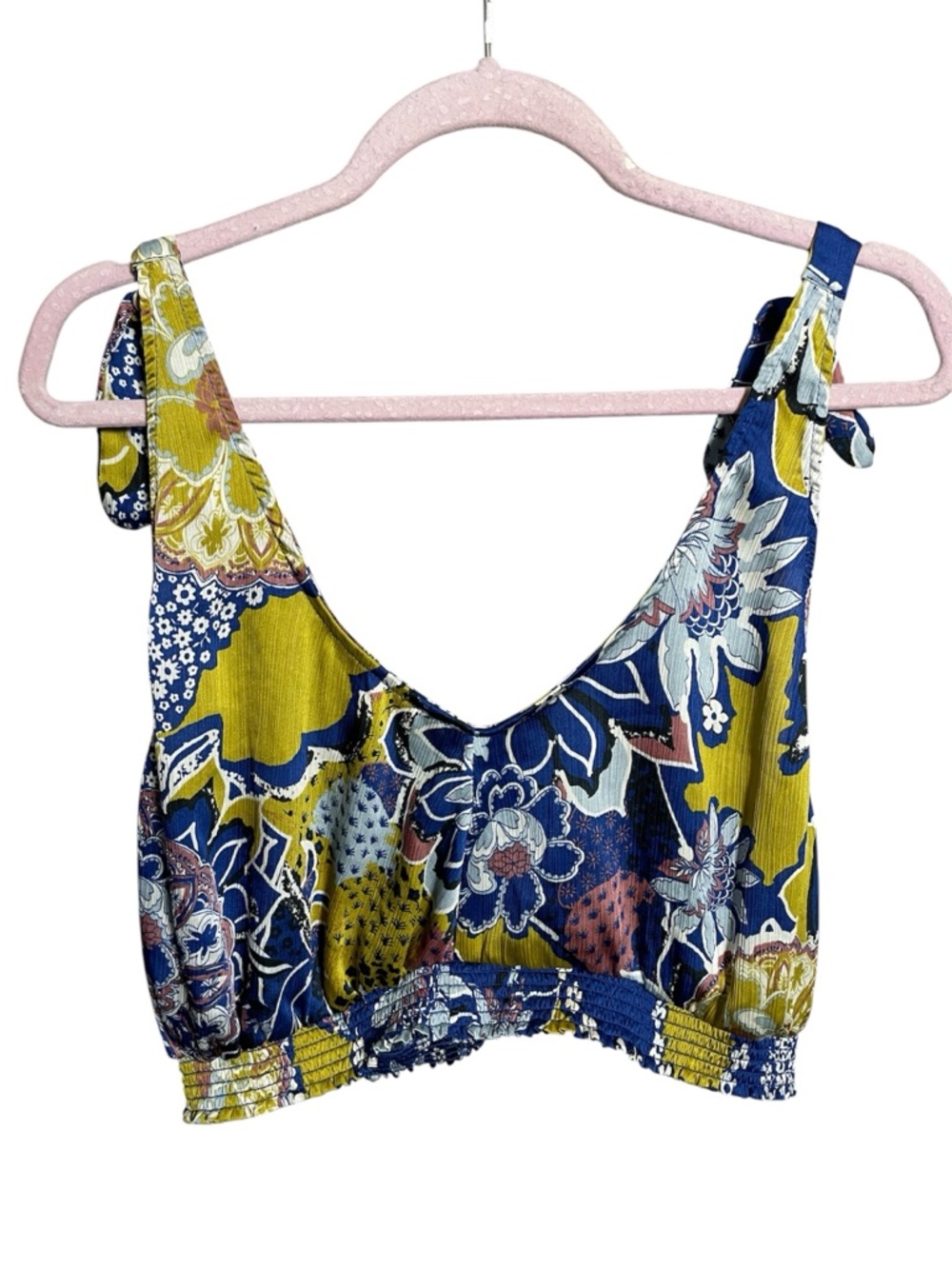 Free People Crop Top floral tropical summer blouse size medium